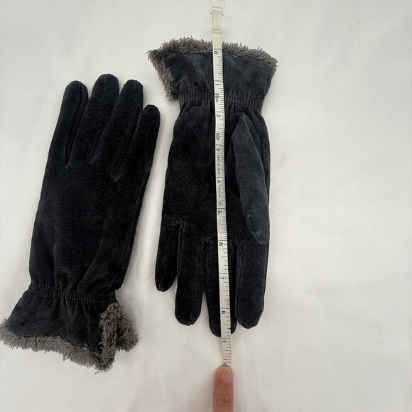 ARIS Genuine Leather Gloves Black Faux Fur Lined Women’s Medium - Picture 9 of 9